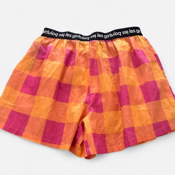Les Girls Les Boys Pink Citrus Gingham Boxer Shorts NWT M Loungewear Streetcore - Picture 5 of 6